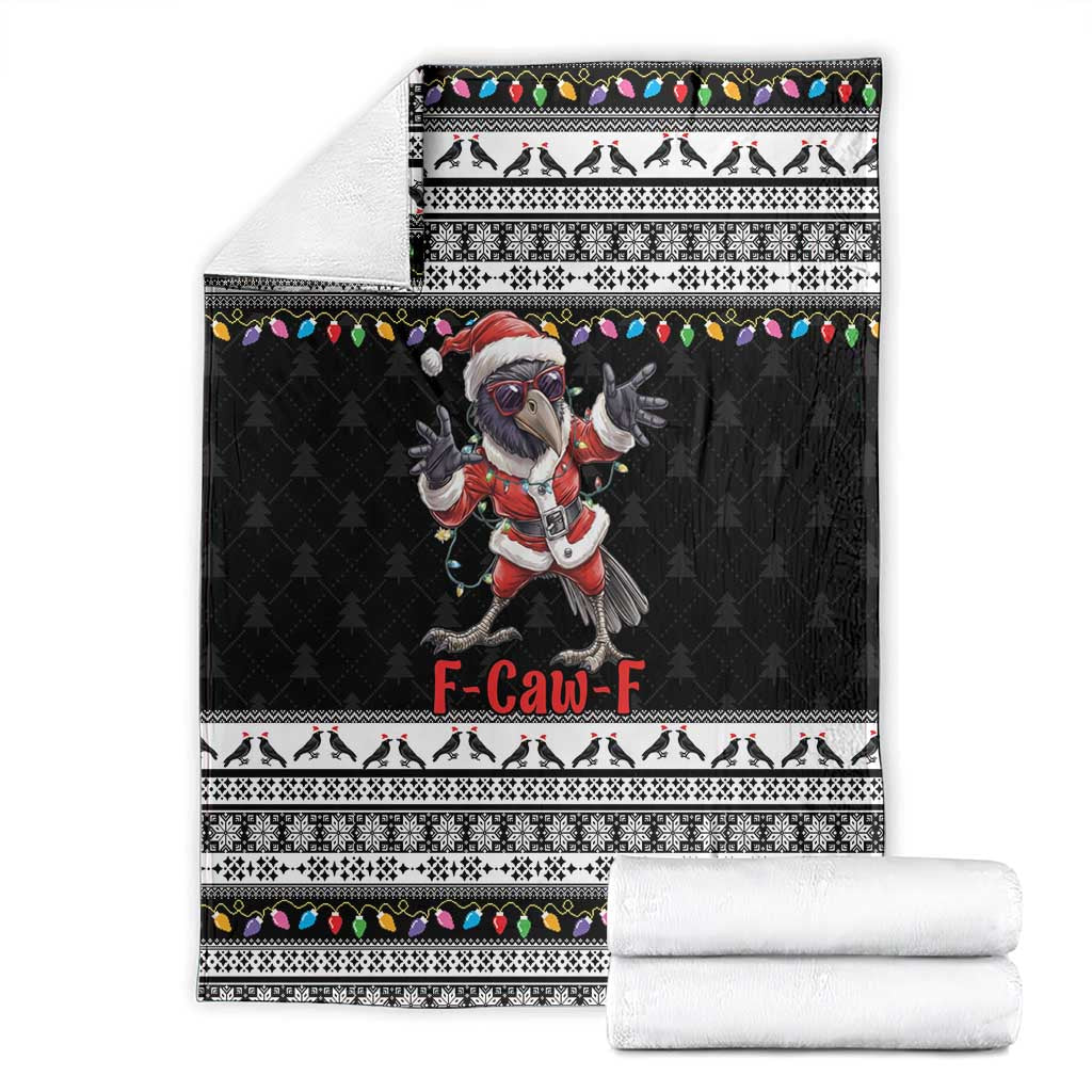 F Caw F Raven Christmas Blanket Funny Santa Crow - Wonder Print Shop