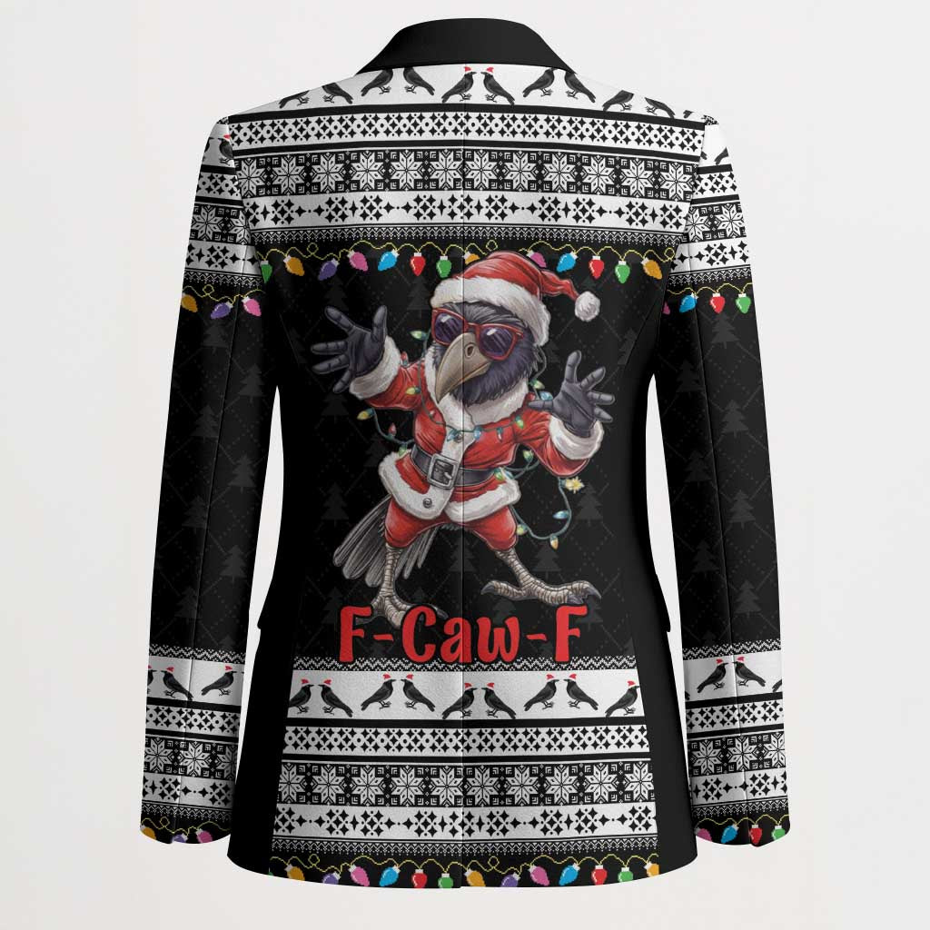 F Caw F Raven Christmas Blazer Funny Santa Crow - Wonder Print Shop