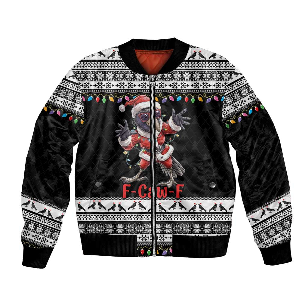 F Caw F Raven Christmas Bomber Jacket Funny Santa Crow - Wonder Print Shop