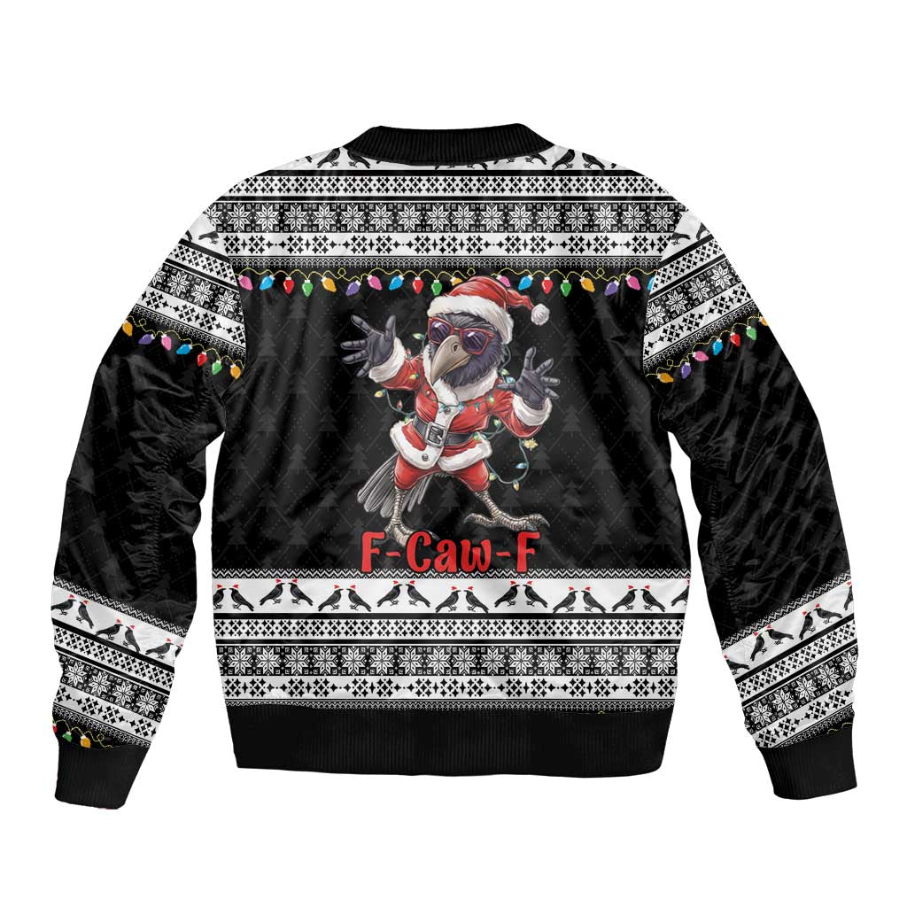 F Caw F Raven Christmas Bomber Jacket Funny Santa Crow - Wonder Print Shop