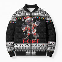 F Caw F Raven Christmas Bomber Puffer Jacket Funny Santa Crow - Wonder Print Shop