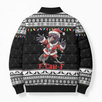 F Caw F Raven Christmas Bomber Puffer Jacket Funny Santa Crow - Wonder Print Shop