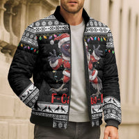 F Caw F Raven Christmas Bomber Puffer Jacket Funny Santa Crow - Wonder Print Shop
