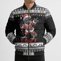 F Caw F Raven Christmas Bomber Puffer Jacket Funny Santa Crow - Wonder Print Shop