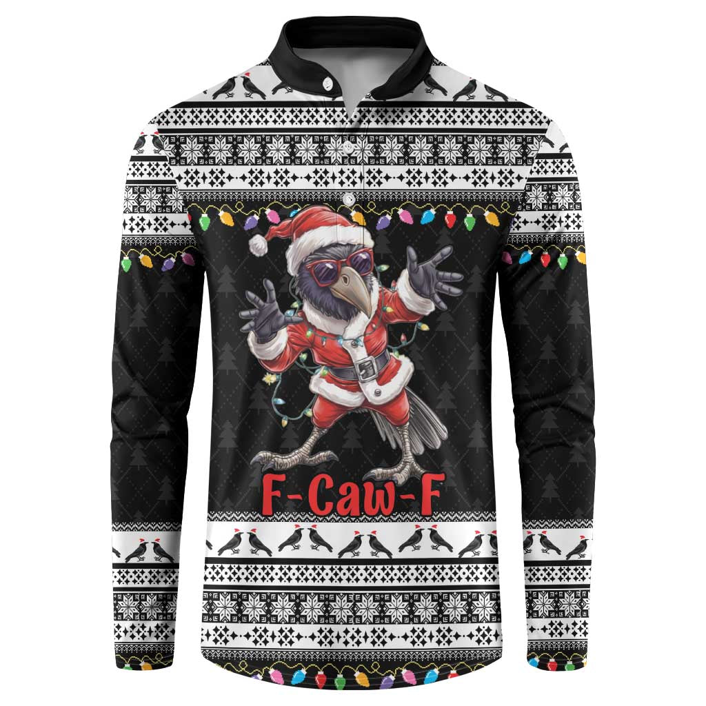 F Caw F Raven Christmas Button Sweatshirt Funny Santa Crow - Wonder Print Shop