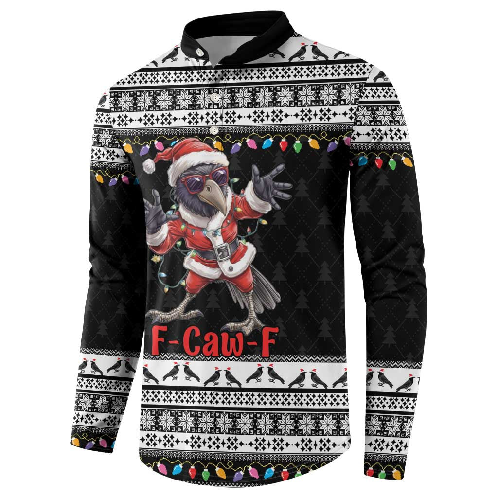F Caw F Raven Christmas Button Sweatshirt Funny Santa Crow - Wonder Print Shop