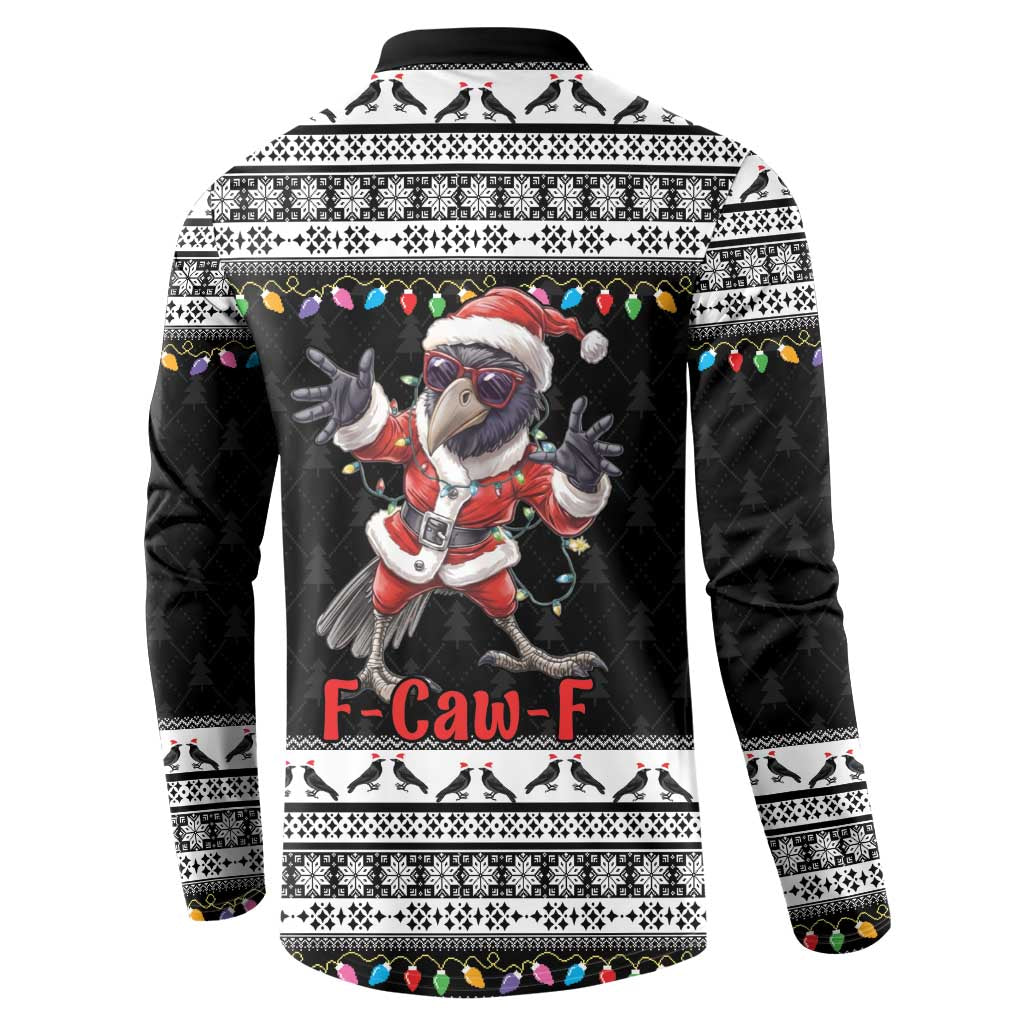 F Caw F Raven Christmas Button Sweatshirt Funny Santa Crow - Wonder Print Shop