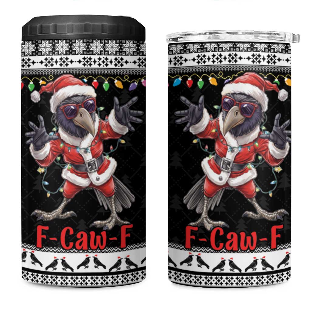 F Caw F Raven Christmas 4 in 1 Can Cooler Tumbler Funny Santa Crow - Wonder Print Shop