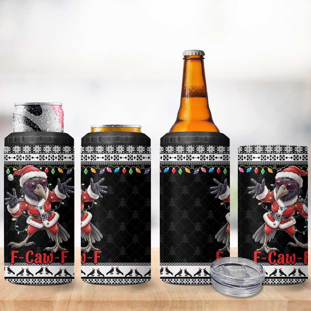 F Caw F Raven Christmas 4 in 1 Can Cooler Tumbler Funny Santa Crow - Wonder Print Shop