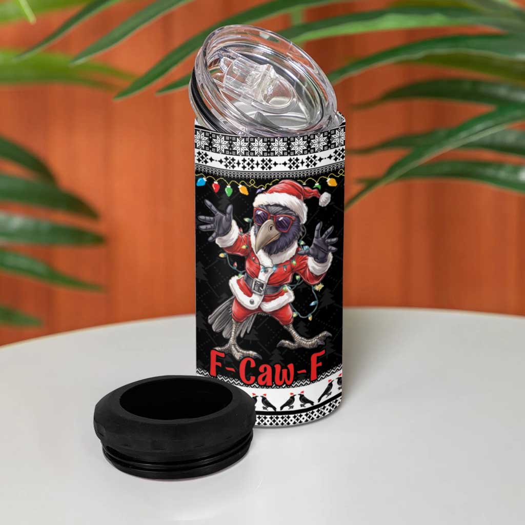 F Caw F Raven Christmas 4 in 1 Can Cooler Tumbler Funny Santa Crow - Wonder Print Shop
