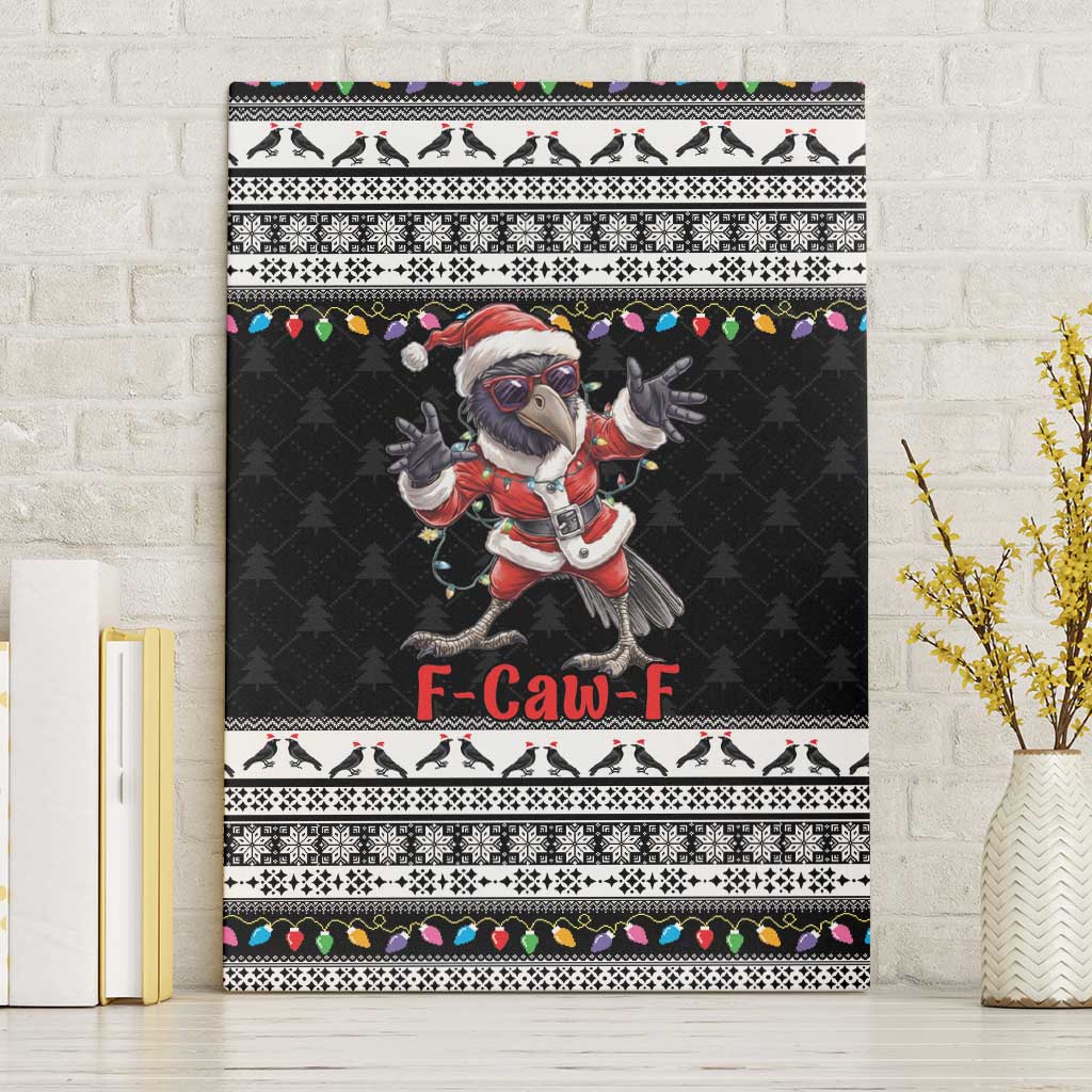 F Caw F Raven Christmas Canvas Wall Art Funny Santa Crow - Wonder Print Shop