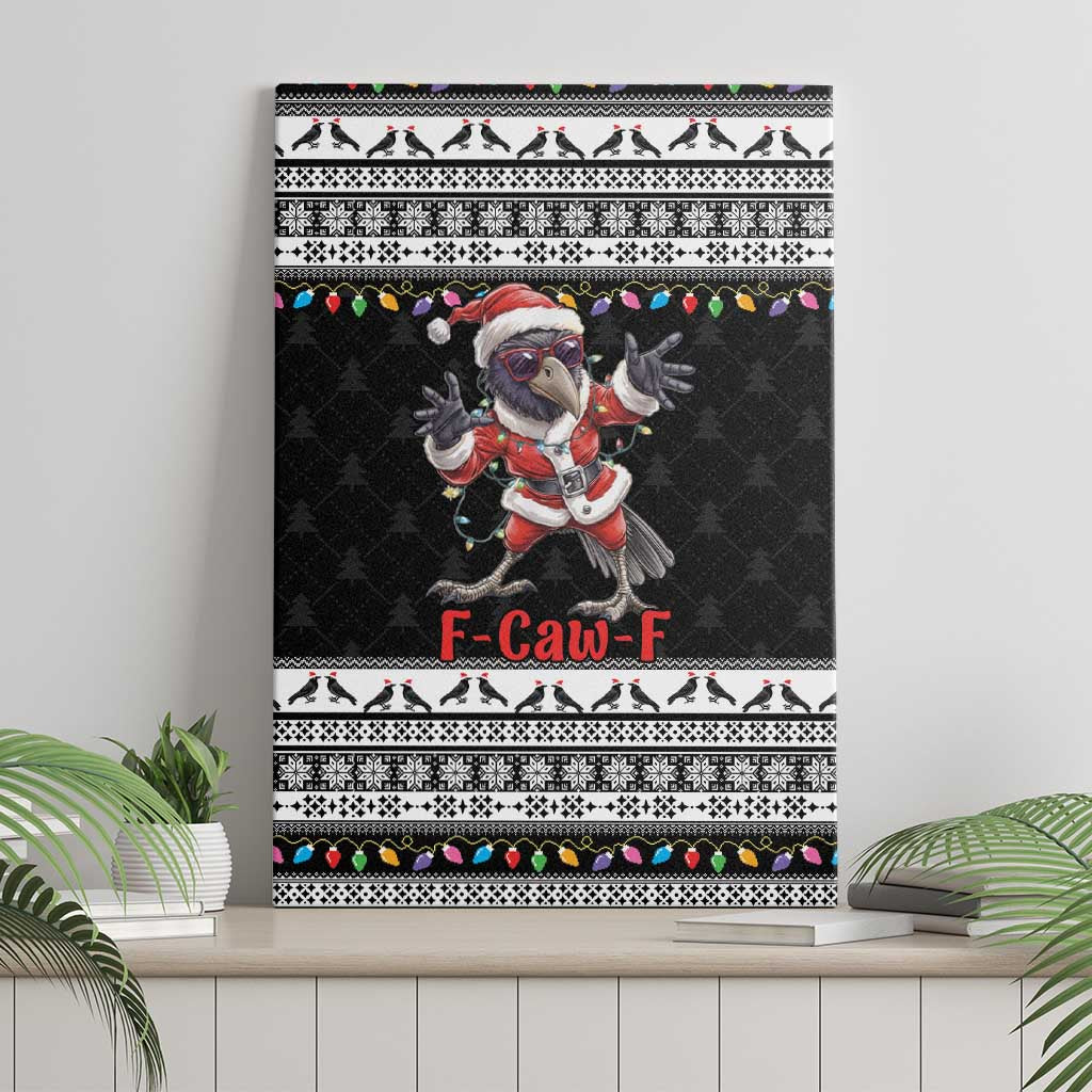 F Caw F Raven Christmas Canvas Wall Art Funny Santa Crow - Wonder Print Shop