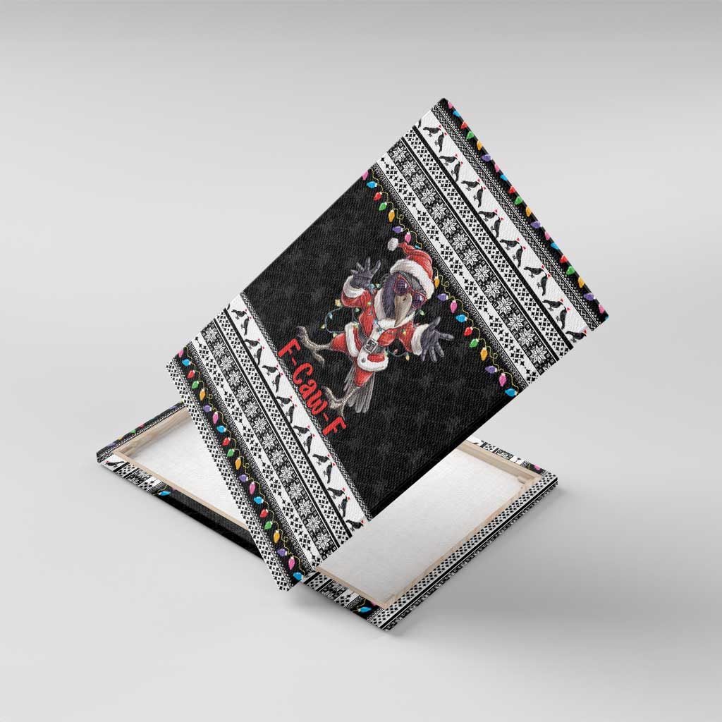 F Caw F Raven Christmas Canvas Wall Art Funny Santa Crow - Wonder Print Shop