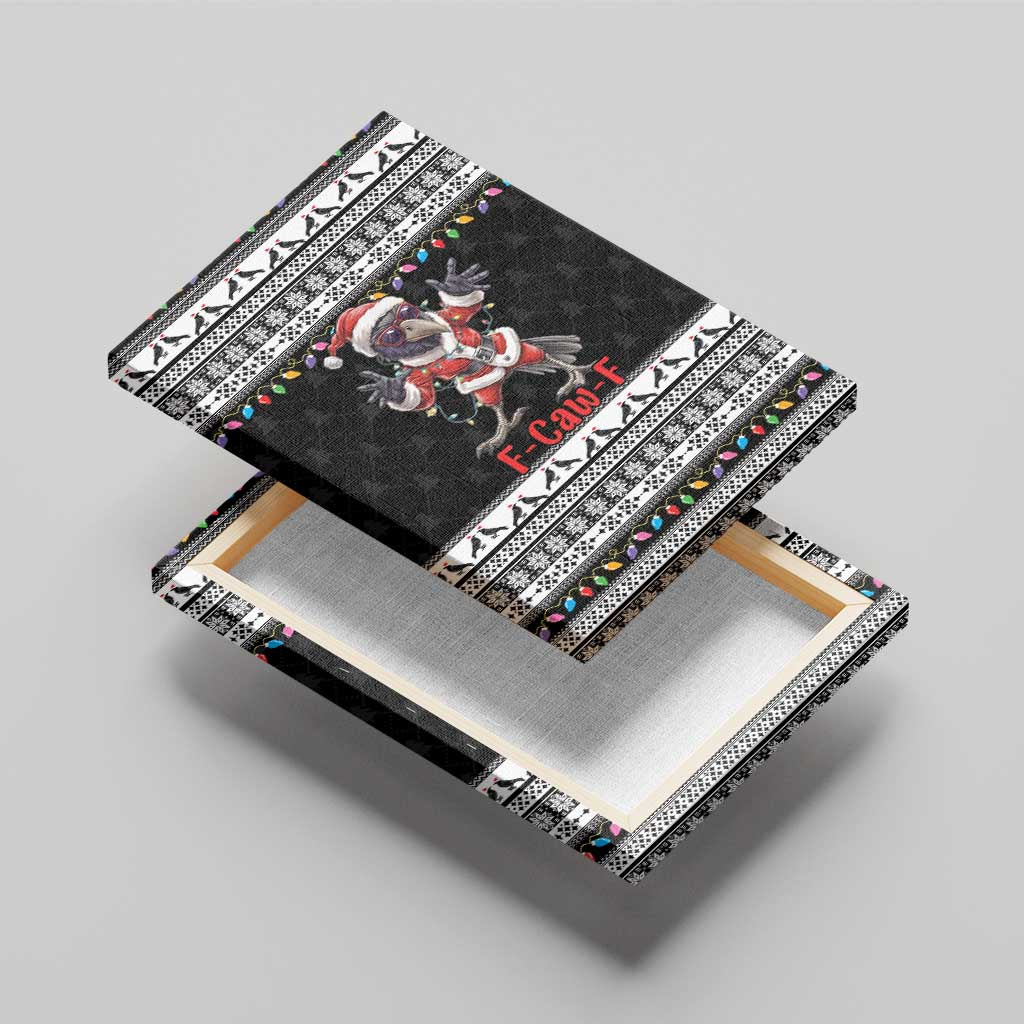 F Caw F Raven Christmas Canvas Wall Art Funny Santa Crow - Wonder Print Shop