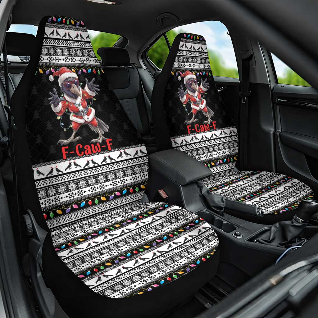 F Caw F Raven Christmas Car Seat Cover Funny Santa Crow - Wonder Print Shop