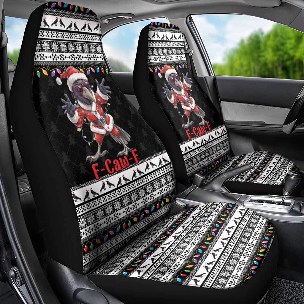 F Caw F Raven Christmas Car Seat Cover Funny Santa Crow - Wonder Print Shop