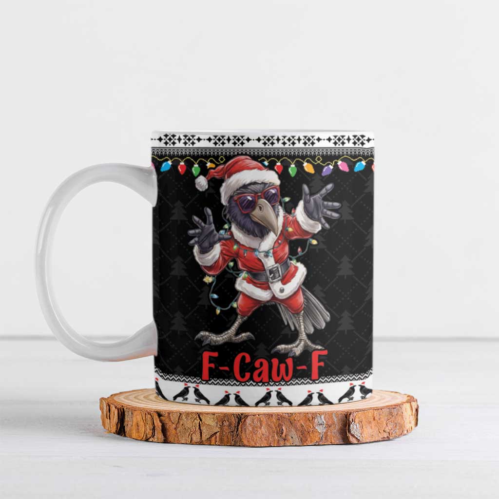F Caw F Raven Christmas Ceramic Mug Funny Santa Crow - Wonder Print Shop