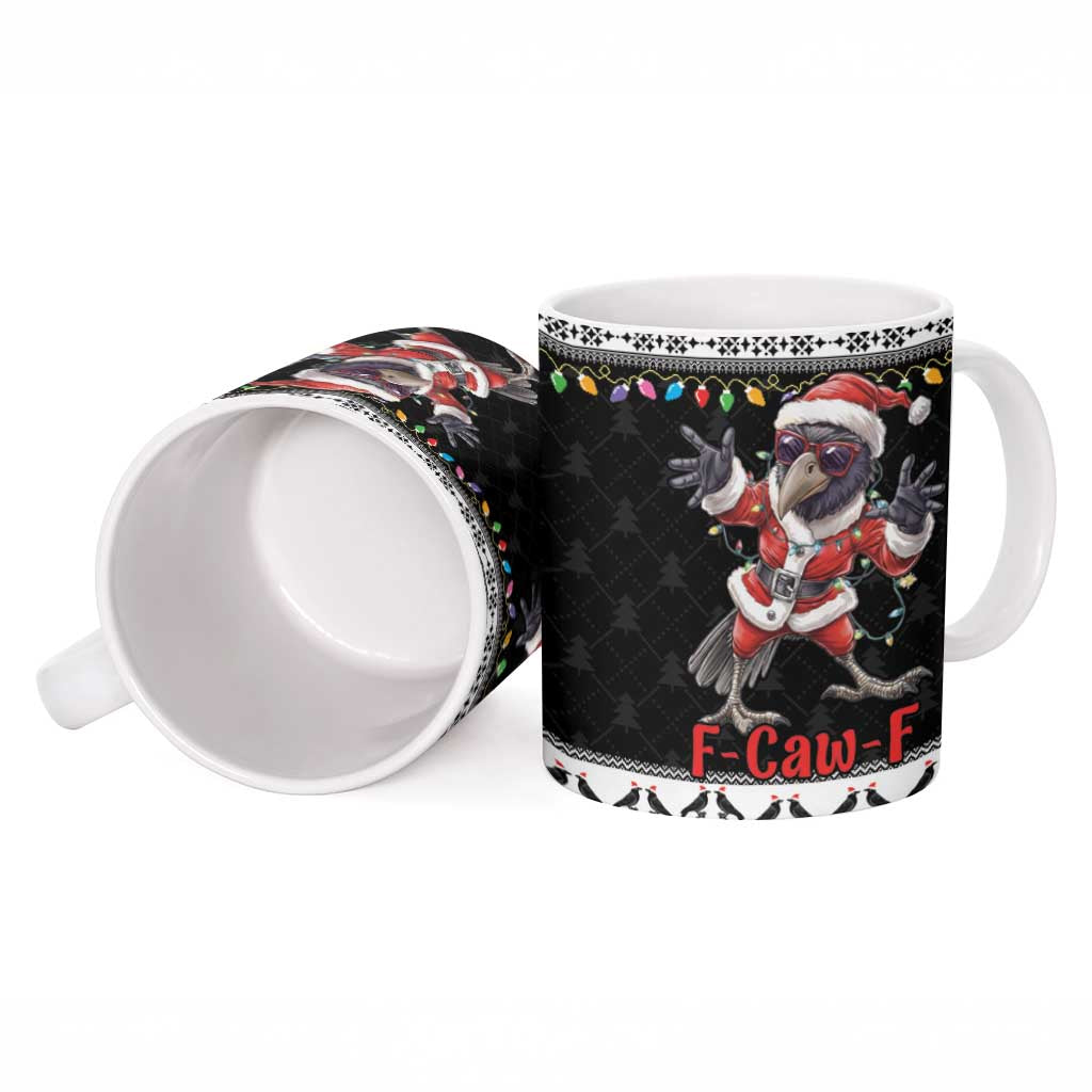 F Caw F Raven Christmas Ceramic Mug Funny Santa Crow - Wonder Print Shop