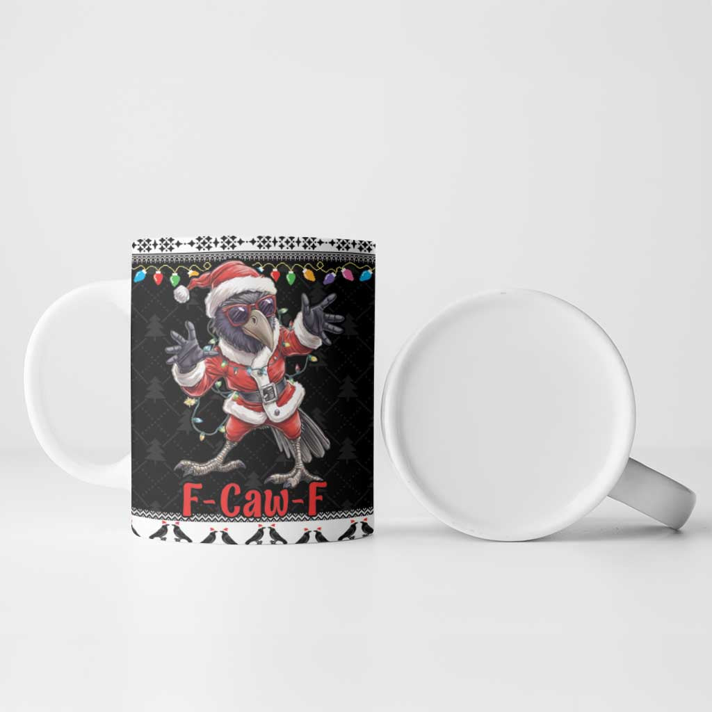F Caw F Raven Christmas Ceramic Mug Funny Santa Crow - Wonder Print Shop