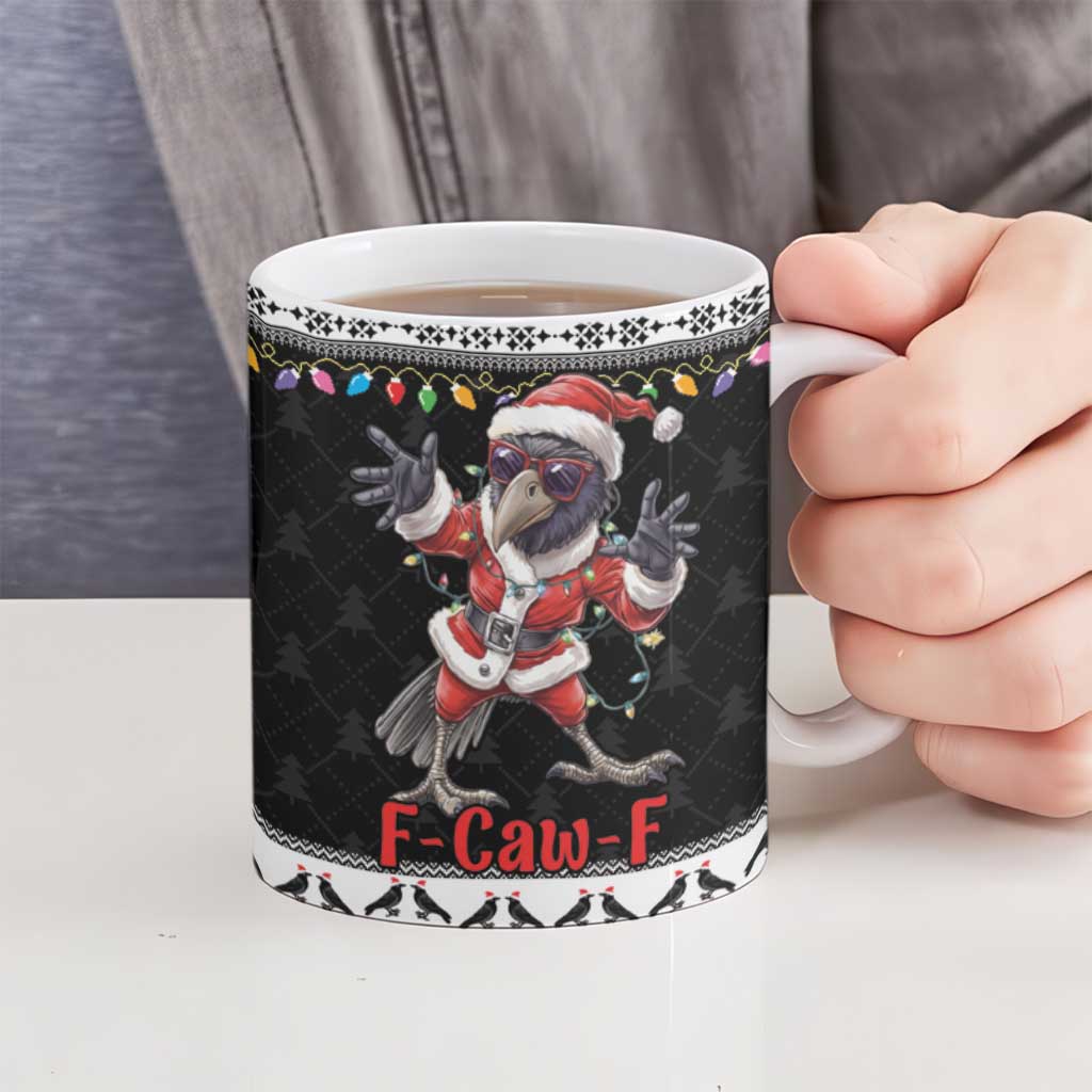 F Caw F Raven Christmas Ceramic Mug Funny Santa Crow - Wonder Print Shop