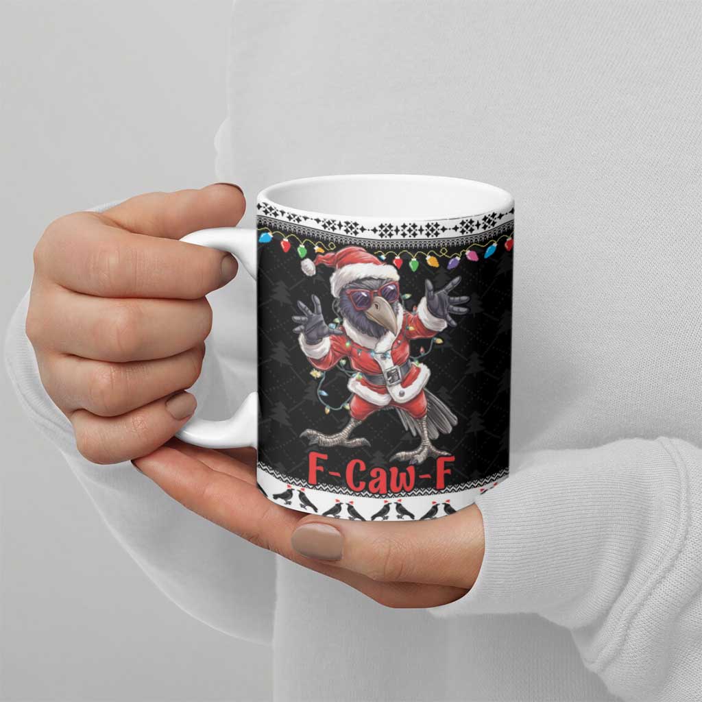 F Caw F Raven Christmas Ceramic Mug Funny Santa Crow - Wonder Print Shop