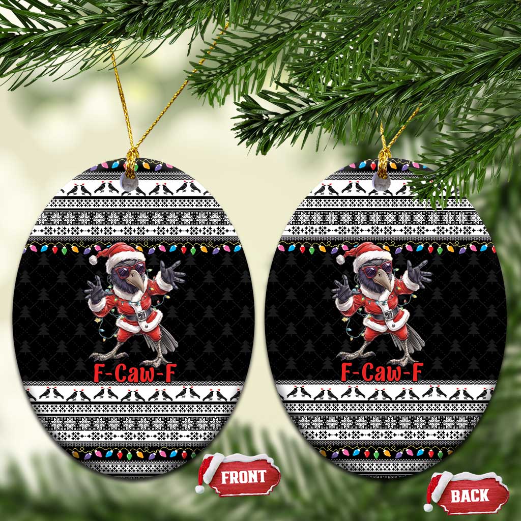 F Caw F Raven Christmas Ceramic Ornament Funny Santa Crow - Wonder Print Shop