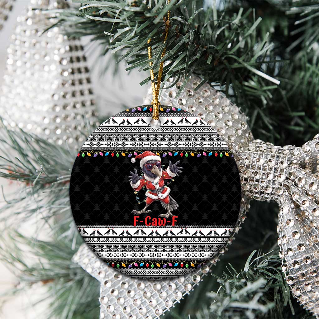 F Caw F Raven Christmas Ceramic Ornament Funny Santa Crow - Wonder Print Shop