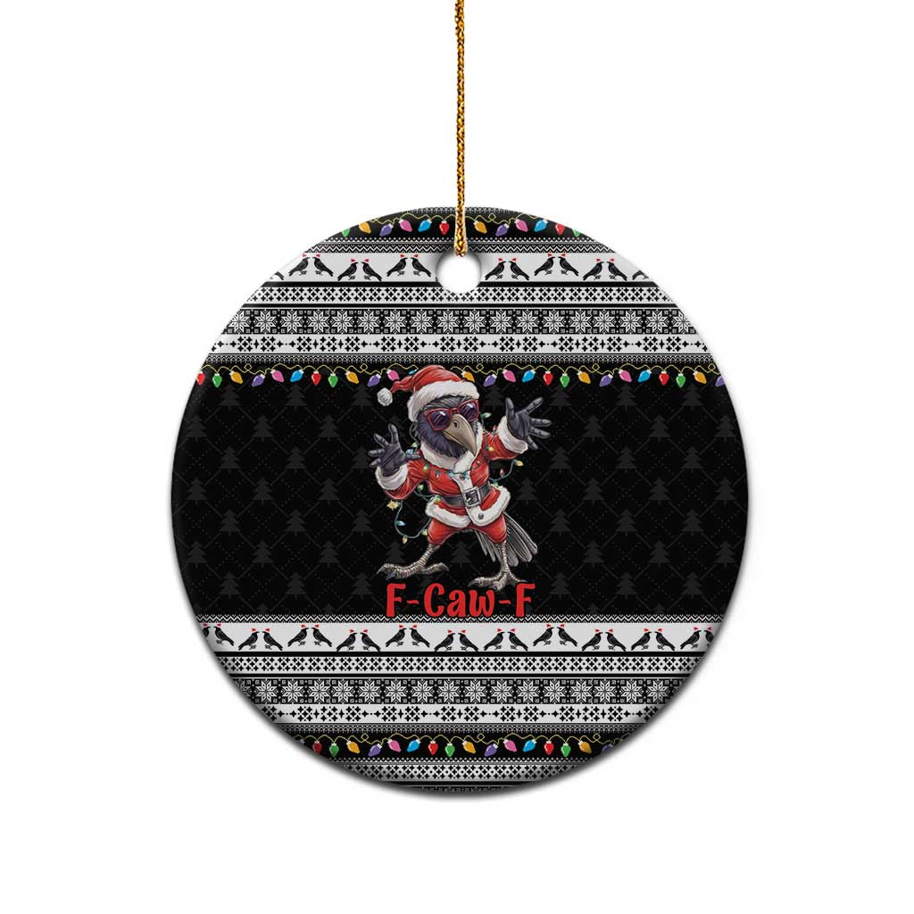 F Caw F Raven Christmas Ceramic Ornament Funny Santa Crow - Wonder Print Shop