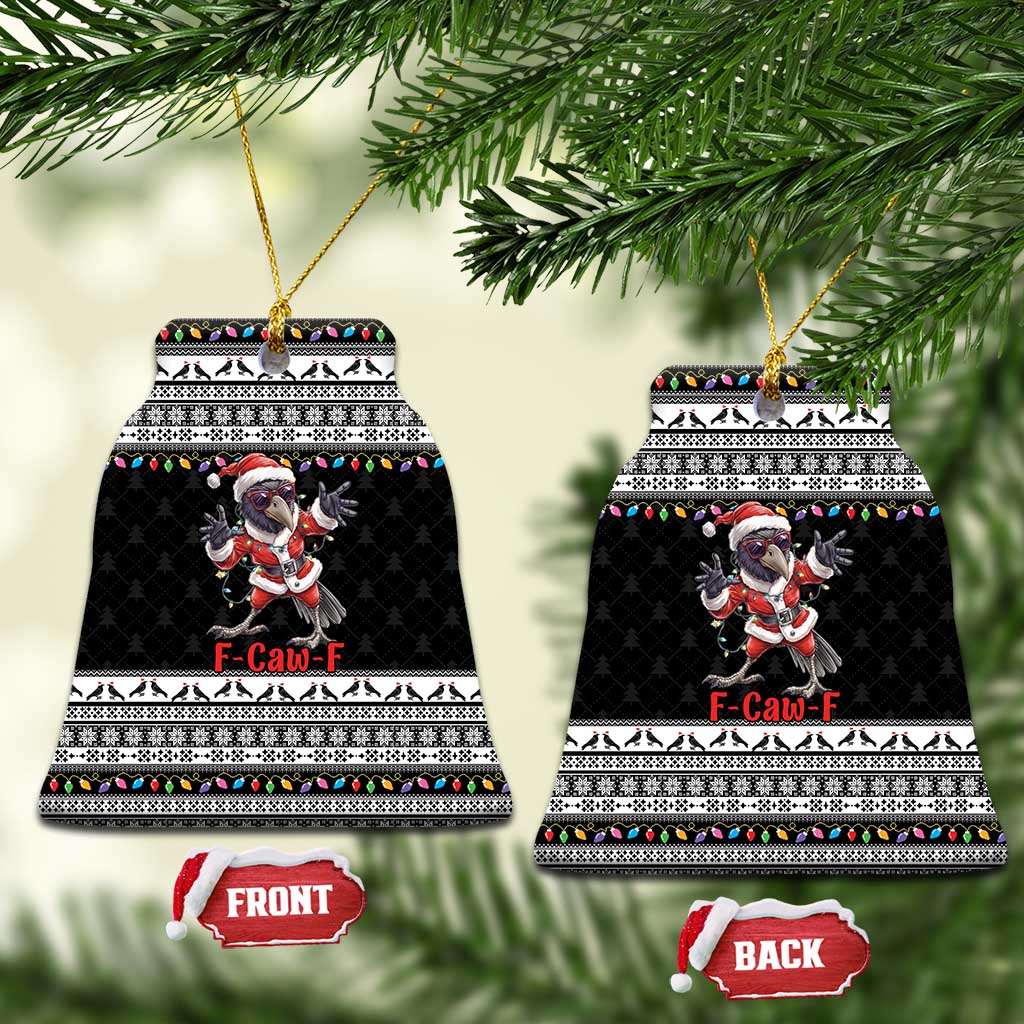 F Caw F Raven Christmas Ceramic Ornament Funny Santa Crow - Wonder Print Shop