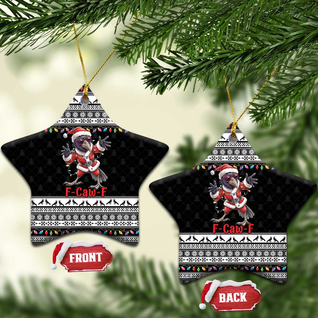 F Caw F Raven Christmas Ceramic Ornament Funny Santa Crow - Wonder Print Shop