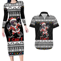 F Caw F Raven Christmas Couples Matching Long Sleeve Bodycon Dress and Hawaiian Shirt Funny Santa Crow - Wonder Print Shop