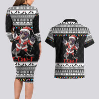F Caw F Raven Christmas Couples Matching Long Sleeve Bodycon Dress and Hawaiian Shirt Funny Santa Crow - Wonder Print Shop