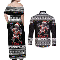 F Caw F Raven Christmas Couples Matching Off Shoulder Maxi Dress and Long Sleeve Button Shirt Funny Santa Crow - Wonder Print Shop