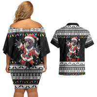 F Caw F Raven Christmas Couples Matching Off Shoulder Short Dress and Hawaiian Shirt Funny Santa Crow - Wonder Print Shop