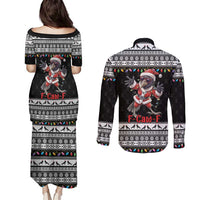 F Caw F Raven Christmas Couples Matching Puletasi and Long Sleeve Button Shirt Funny Santa Crow - Wonder Print Shop