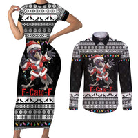 F Caw F Raven Christmas Couples Matching Short Sleeve Bodycon Dress and Long Sleeve Button Shirt Funny Santa Crow - Wonder Print Shop