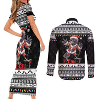 F Caw F Raven Christmas Couples Matching Short Sleeve Bodycon Dress and Long Sleeve Button Shirt Funny Santa Crow - Wonder Print Shop