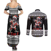 F Caw F Raven Christmas Couples Matching Summer Maxi Dress and Long Sleeve Button Shirt Funny Santa Crow - Wonder Print Shop