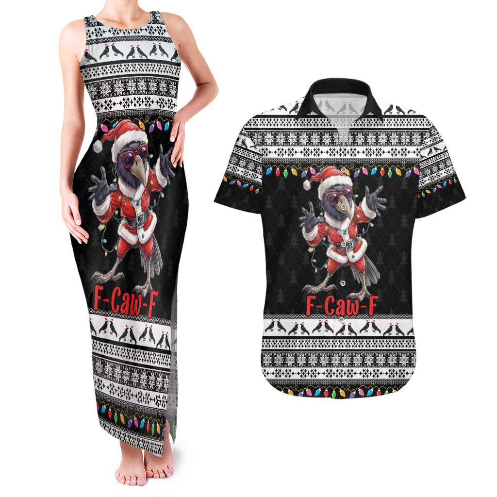 F Caw F Raven Christmas Couples Matching Tank Maxi Dress and Hawaiian Shirt Funny Santa Crow - Wonder Print Shop