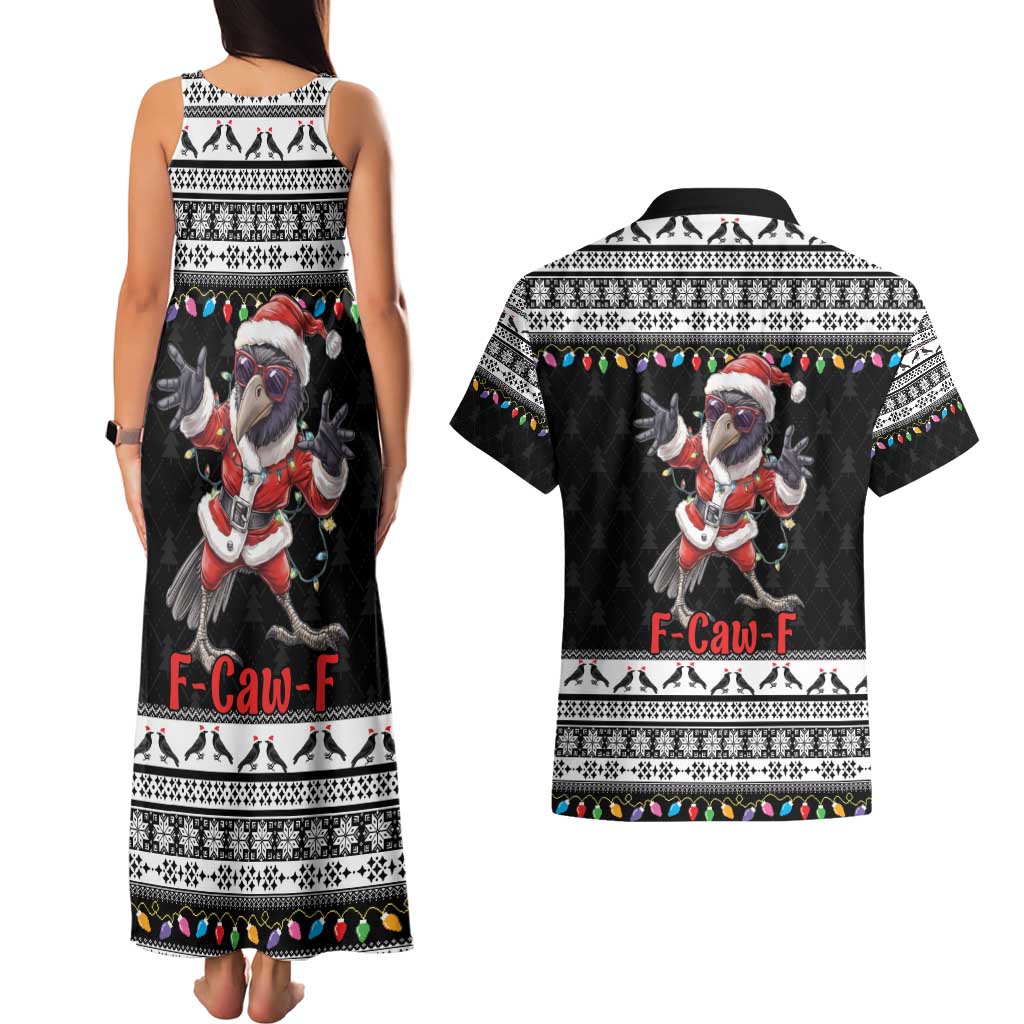 F Caw F Raven Christmas Couples Matching Tank Maxi Dress and Hawaiian Shirt Funny Santa Crow - Wonder Print Shop
