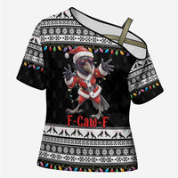 F Caw F Raven Christmas Cross Shoulder Shirt Funny Santa Crow - Wonder Print Shop