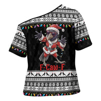 F Caw F Raven Christmas Cross Shoulder Shirt Funny Santa Crow - Wonder Print Shop