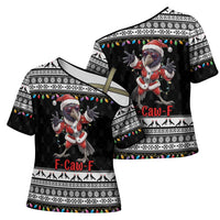 F Caw F Raven Christmas Cross Shoulder Shirt Funny Santa Crow - Wonder Print Shop
