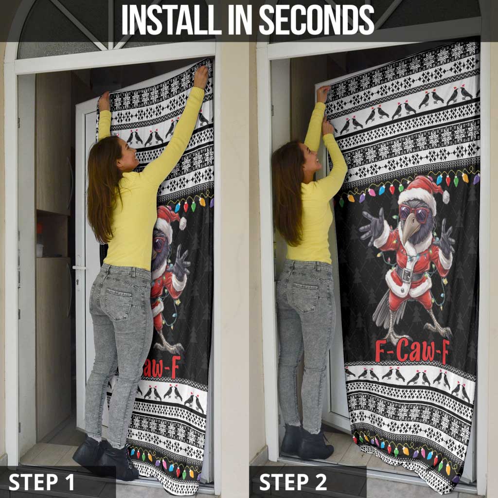 F Caw F Raven Christmas Door Cover Funny Santa Crow - Wonder Print Shop