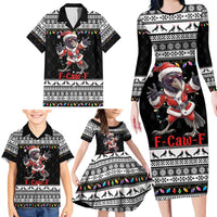 F Caw F Raven Christmas Family Matching Long Sleeve Bodycon Dress and Hawaiian Shirt Funny Santa Crow - Wonder Print Shop