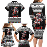 F Caw F Raven Christmas Family Matching Long Sleeve Bodycon Dress and Hawaiian Shirt Funny Santa Crow - Wonder Print Shop