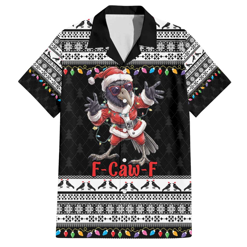 F Caw F Raven Christmas Family Matching Long Sleeve Bodycon Dress and Hawaiian Shirt Funny Santa Crow - Wonder Print Shop