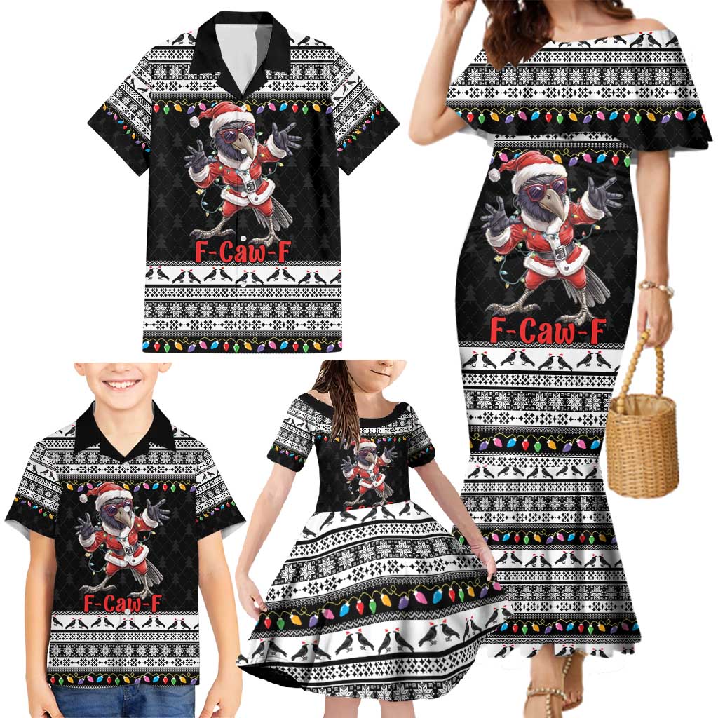 F Caw F Raven Christmas Family Matching Mermaid Dress and Hawaiian Shirt Funny Santa Crow - Wonder Print Shop