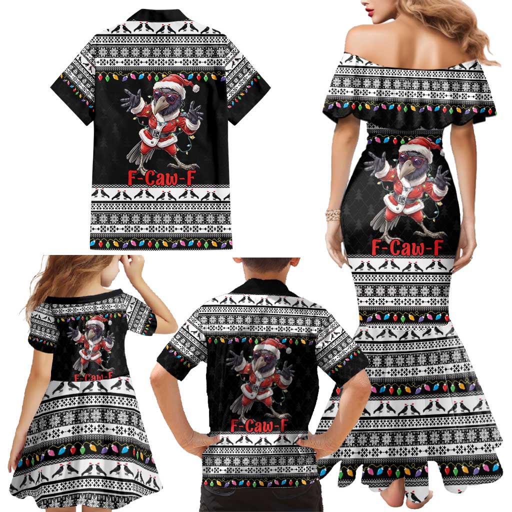 F Caw F Raven Christmas Family Matching Mermaid Dress and Hawaiian Shirt Funny Santa Crow - Wonder Print Shop