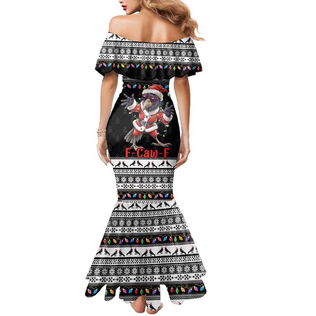 F Caw F Raven Christmas Family Matching Mermaid Dress and Hawaiian Shirt Funny Santa Crow - Wonder Print Shop